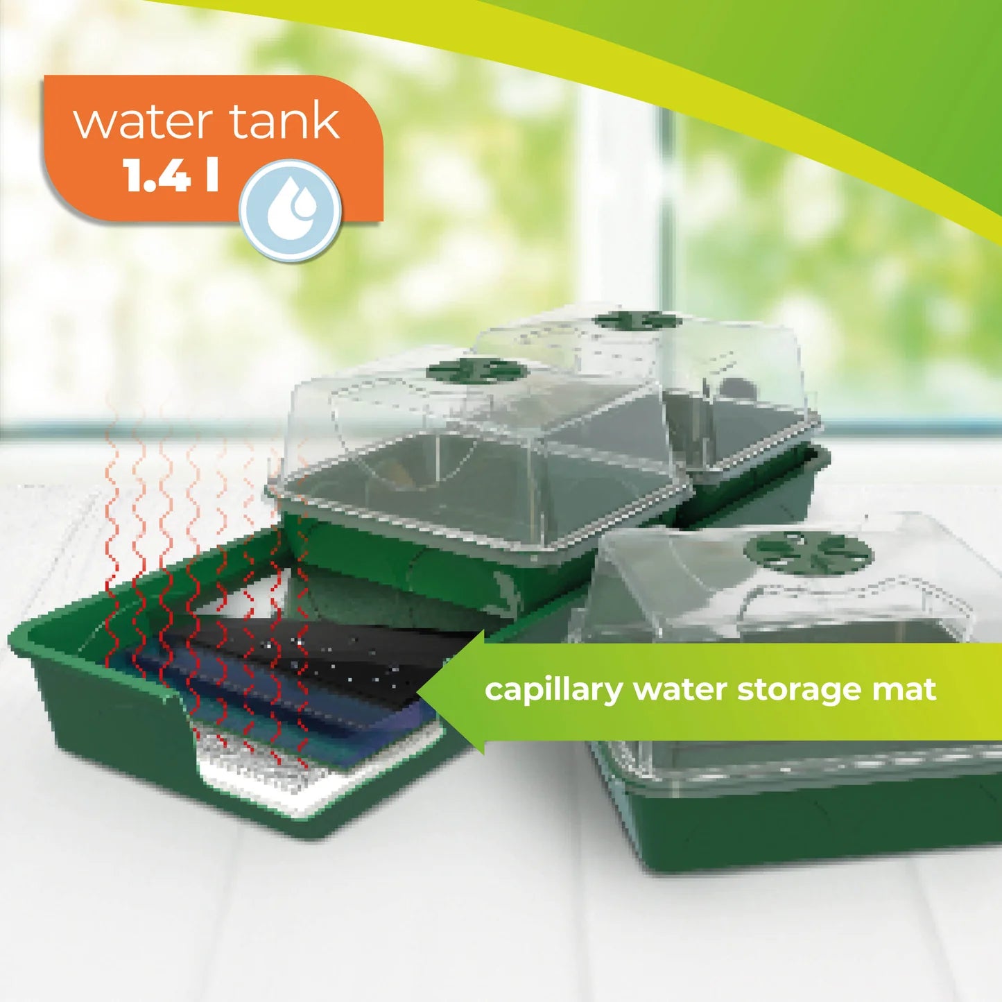 'Hollandia' Propagator with Electric Window Sill Propagator