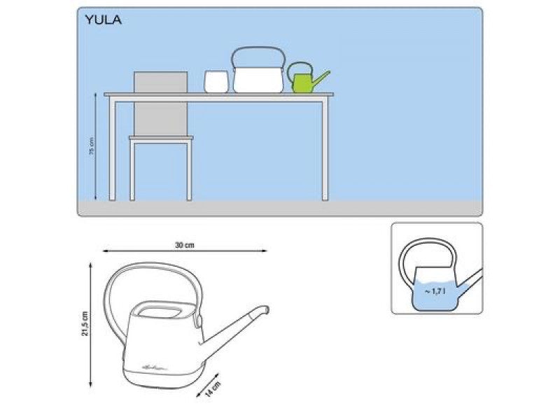 LECHUZA YULA WATERING CAN WHITE/GREY SEMI-GLOSS