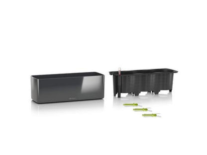 LECHUZA CUBE GLOSSY TRIPLE CHARCOAL HIGH-GLOSS